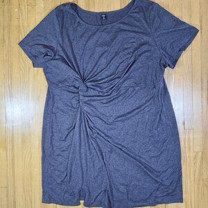 NWT Shein Fit+ Faux Wrap Twist Grey Jersey Mini Dress